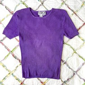 Y2K Purple Rib Silk Sweater Baby Tee